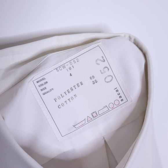 SACAI Cotton Poplin Flared Button Down Shirt White Back Pleated Women's 4/US 12 - Picture 12 of 13